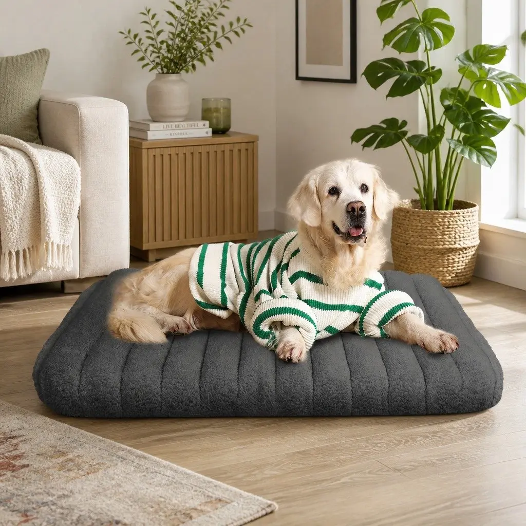 Orthopedic Dog Bed Large L Size Removable Washable Cover Sherpa Plush Grey Pet