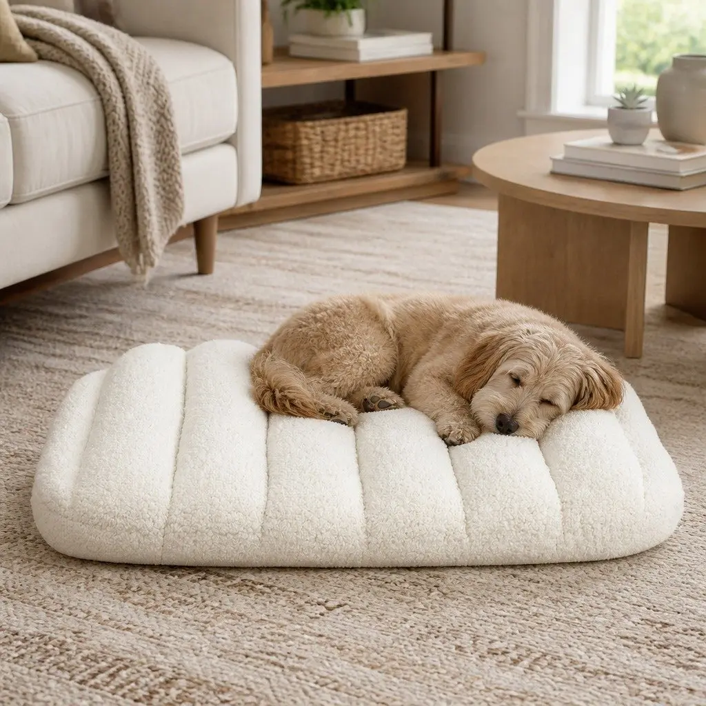 Orthopedic Dog Bed Small Size Sherpa Plush Removable Washable Cover White Pet