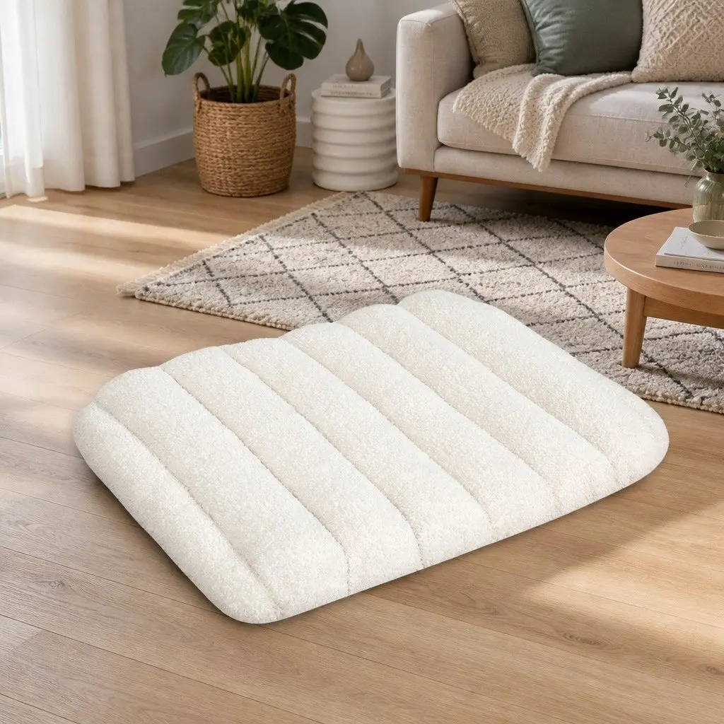 Orthopedic Dog Bed Small Size Sherpa Plush Removable Washable Cover White Pet