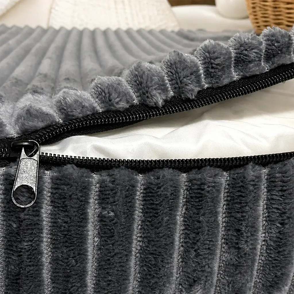 Orthopedic Dog Bed XL for Pets Grey Corduroy Removable Washable Cover Waterproof