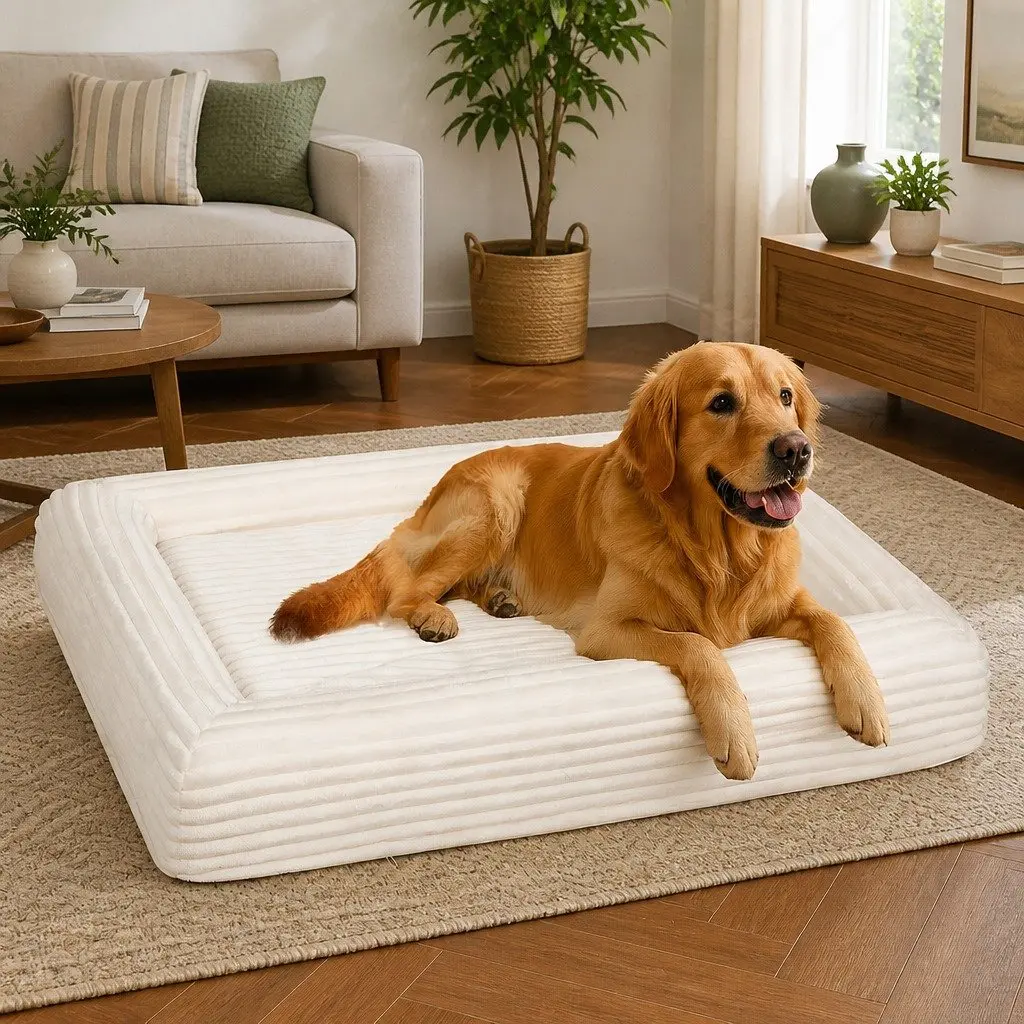 Orthopedic Dog Bed XXL for Comfort and Joint Support with Egg Crate Foam and Removable Corduroy Cover