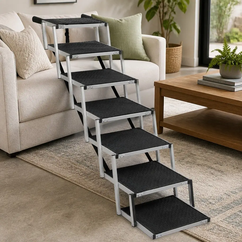 Pet Ramp Foldable Dog Stairs Car SUV Travel Step Adjustable Height Indoor