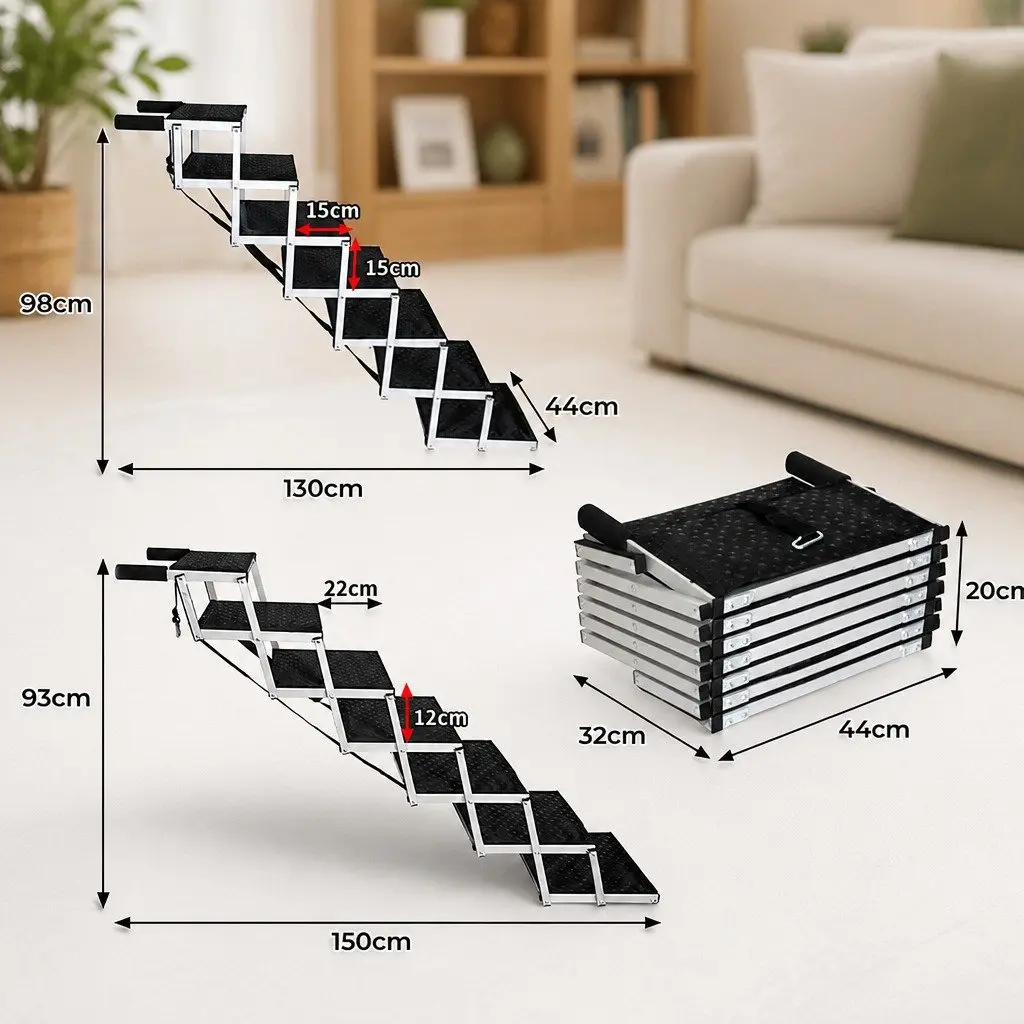 Pet Ramp Foldable Dog Stairs Car SUV Travel Step Adjustable Height Indoor