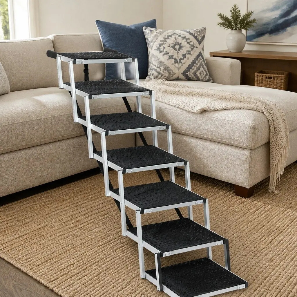 Pet Ramp Foldable Dog Stairs Car SUV Travel Step Adjustable Height Indoor