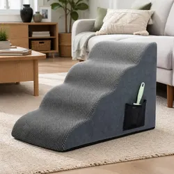 Specifications of 4-Step Pet Stairs: Non-Slip Grey Design