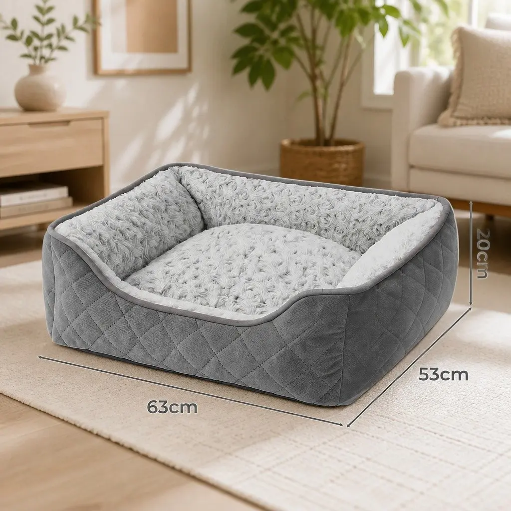 Orthopedic Dog Bed for Medium Pets Grey 63cm x 53cm x 20cm