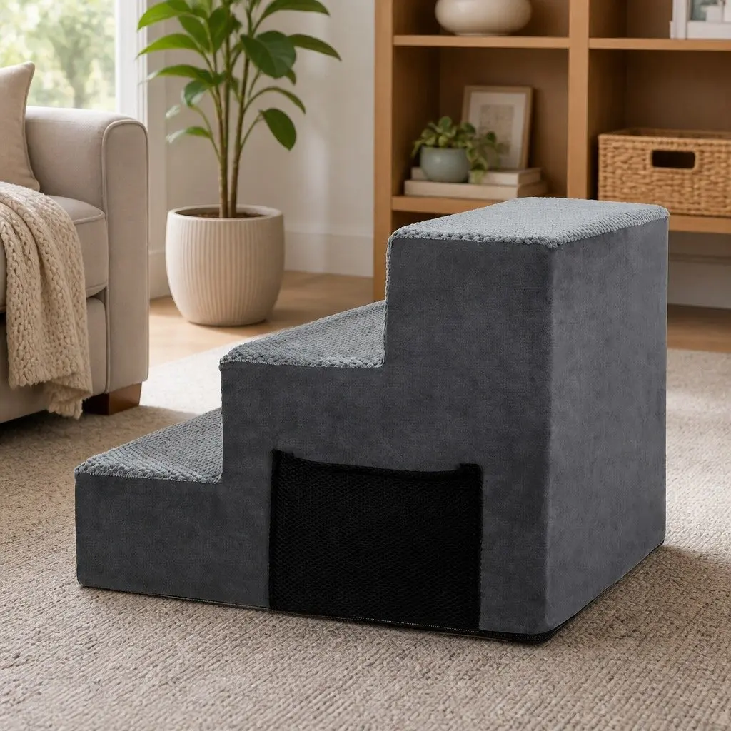 Pet Stairs for Small Dogs High Density Foam Non-Slip Portable Steps 45cm x 40cm x 34cm