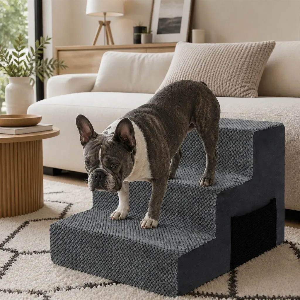 Pet Stairs for Small Dogs High Density Foam Non-Slip Portable Steps 45cm x 40cm x 34cm