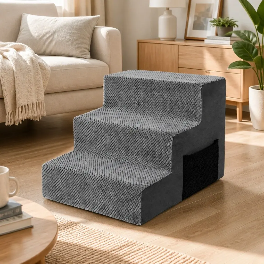 Pet Stairs for Small Dogs High Density Foam Non-Slip Portable Steps 45cm x 40cm x 34cm