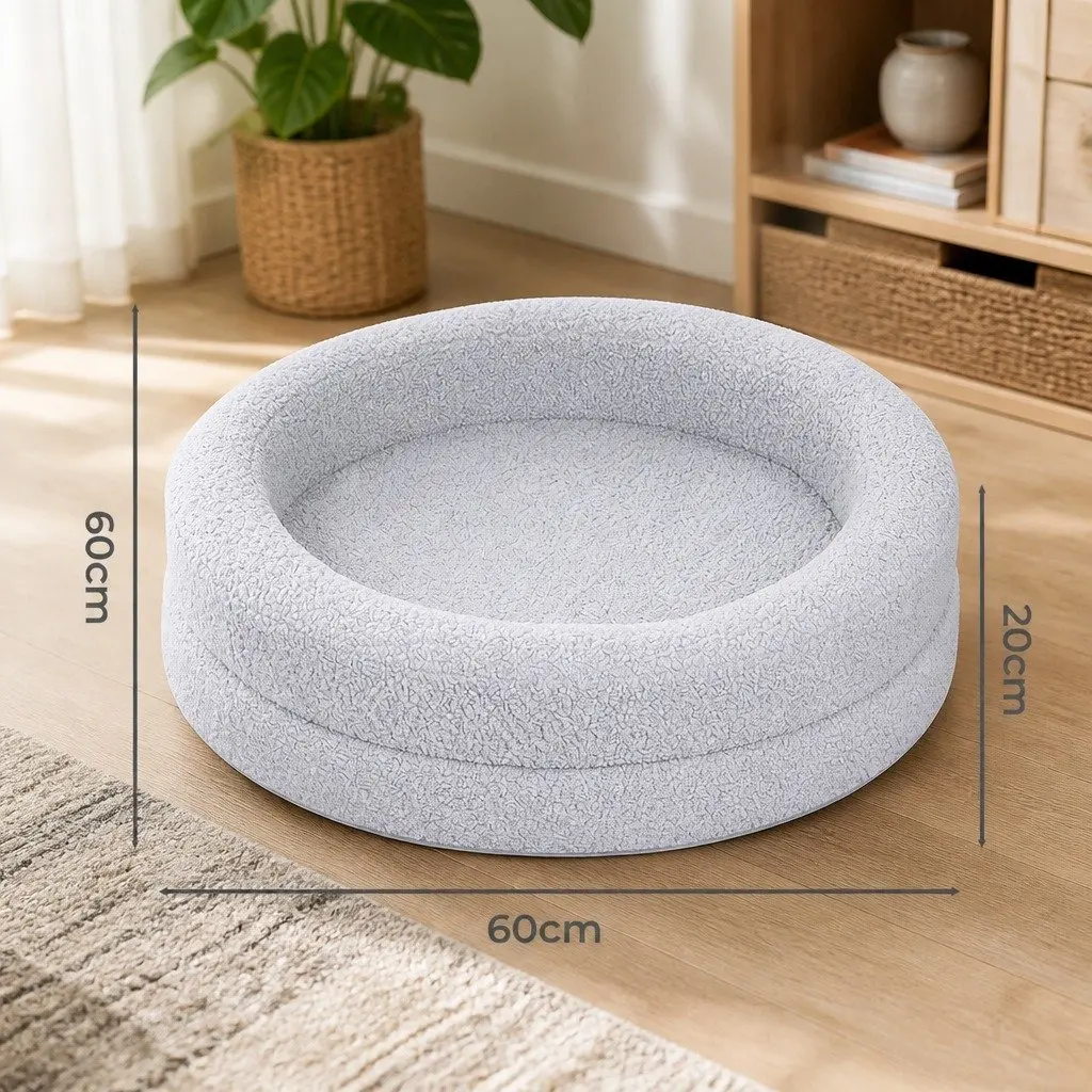 Orthopedic Memory Foam Dog Bed for Medium Dogs 60cm with Sherpa Fleece Cover and Waterproof Inner Lining