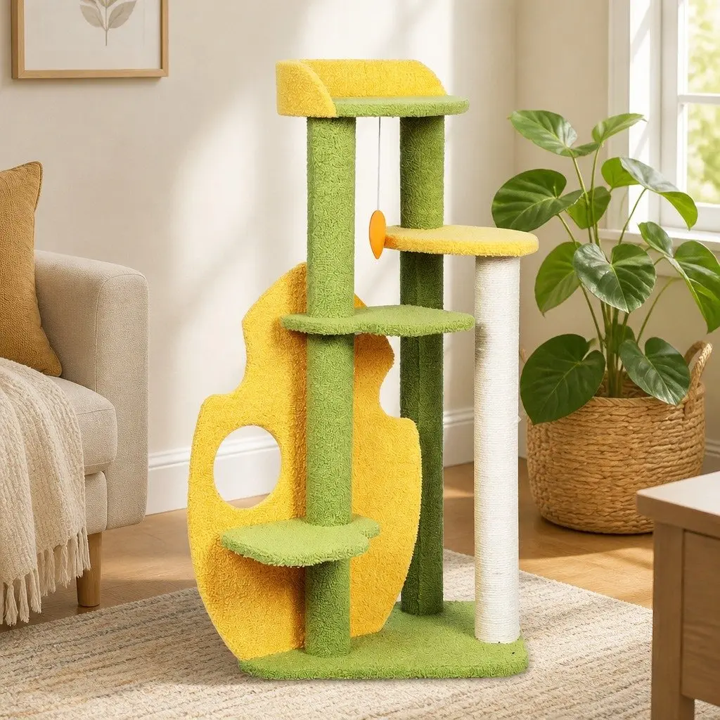 Cat Tree Kitten Furniture Condo Multi-Level Scratching Climbing Tower Playhouse