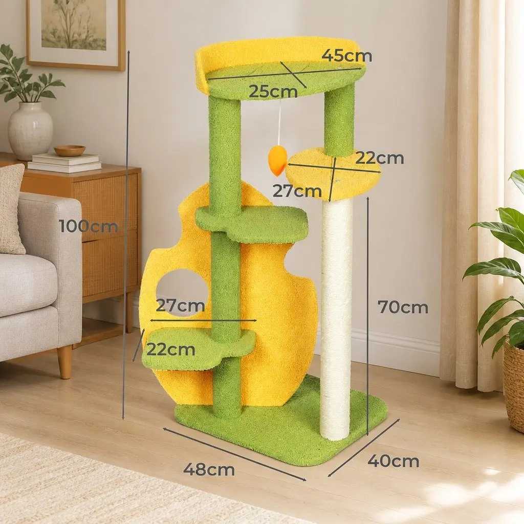 Cat Tree Kitten Furniture Condo Multi-Level Scratching Climbing Tower Playhouse
