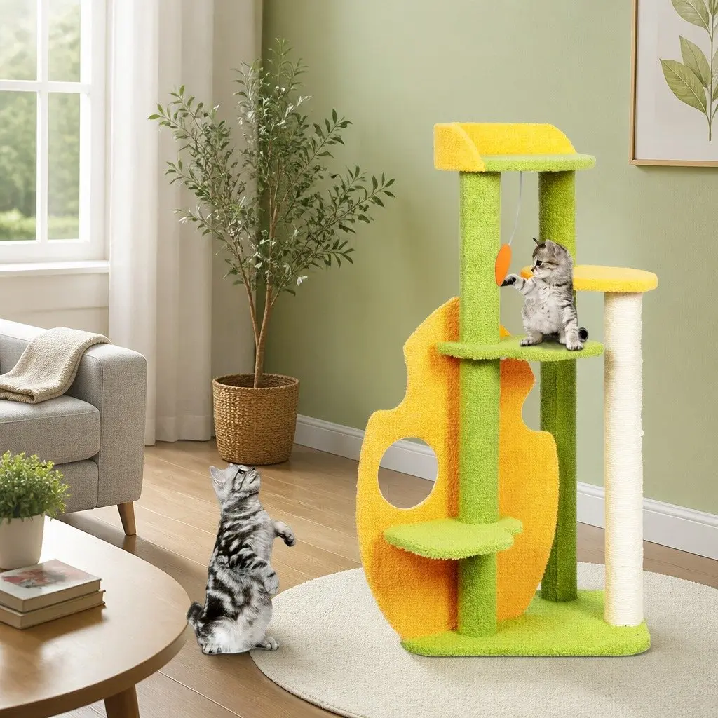 Cat Tree Kitten Furniture Condo Multi-Level Scratching Climbing Tower Playhouse
