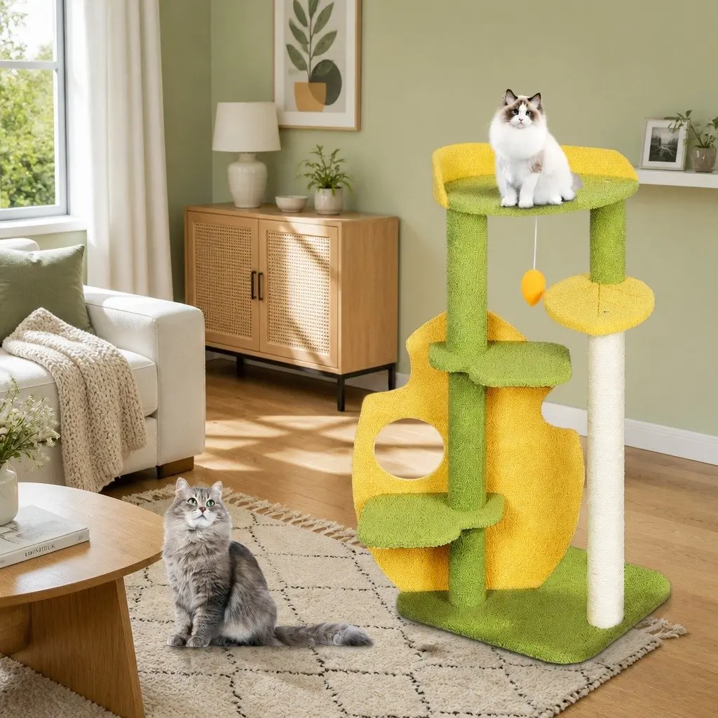 Cat Tree Kitten Furniture Condo Multi-Level Scratching Climbing Tower Playhouse