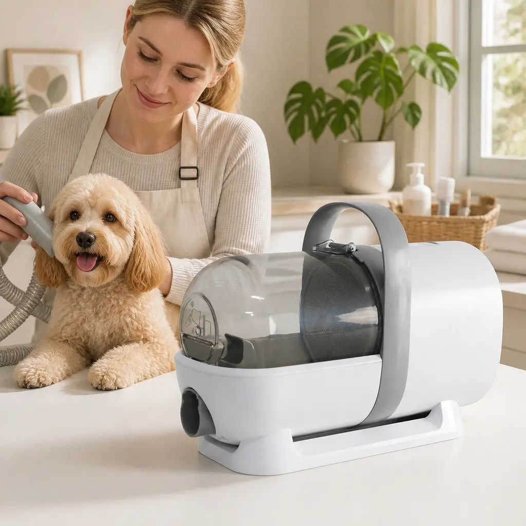 Pet Grooming Kit Vacuum Hair Dryer Remover 7 in 1 Dog Cat Deshedding Clipper