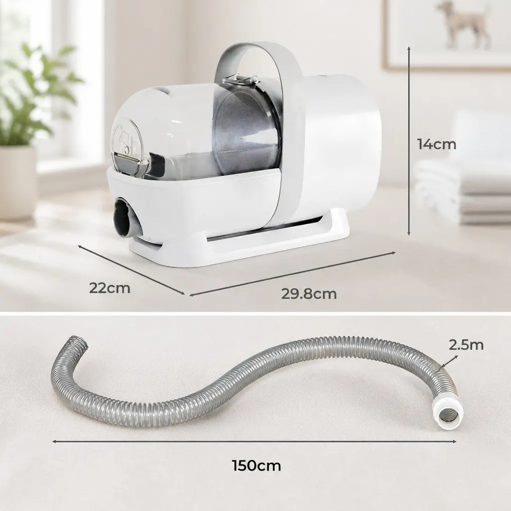 Pet Grooming Kit Vacuum Hair Dryer Remover 7 in 1 Dog Cat Deshedding Clipper