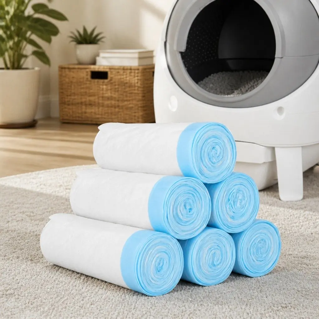 Waste Bag 6 Rolls 120Pcs Disposable Pet Litter Box Garbage Bags Tear Off