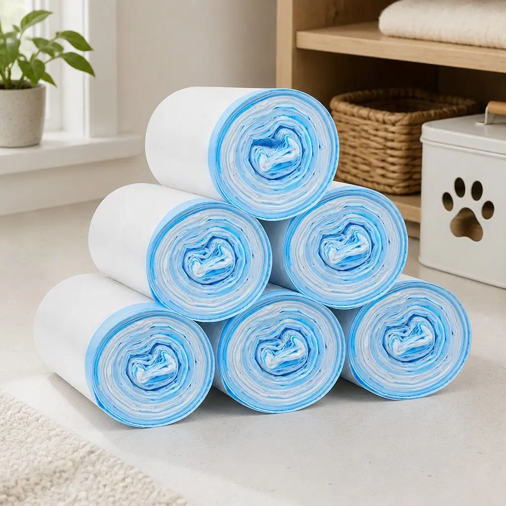 Waste Bag 6 Rolls 120Pcs Disposable Pet Litter Box Garbage Bags Tear Off