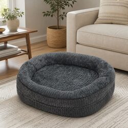 Orthopedic Plush Dog Bed Soft Washable Pet Cushion Large Grey Cosy Bolstered