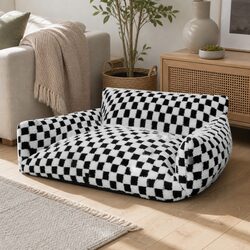 Checkered Pet Bed: 100cm L x 80cm W x 35cm H