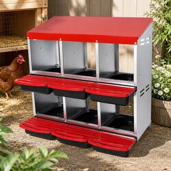 Chicken Nesting Box 6 Hole Roll Away Egg Collection Laying Hen Coop Hutch