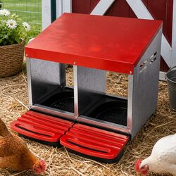 Chicken Nesting Box 2 Hole Roll Away Egg Collection Tray Backyard Poultry Coop