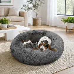 90cm Dark Grey Plush Pet Bed: Quality Specs for Comfort