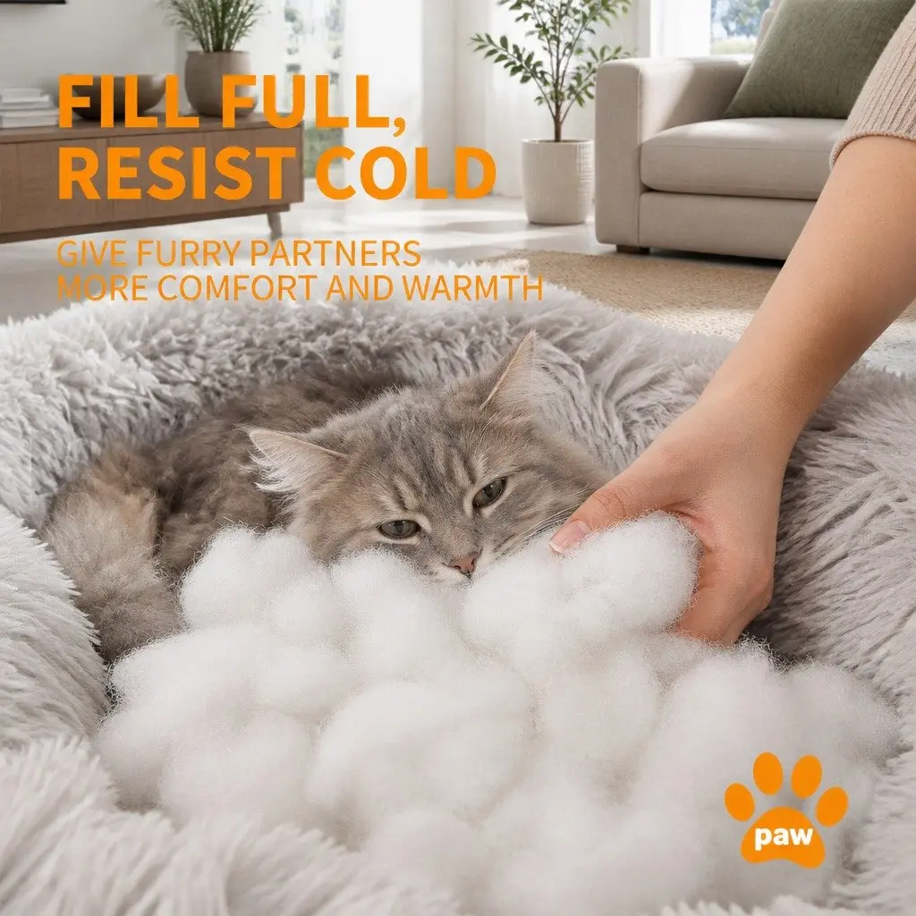 Round Pet Calming Bed Plush Nest Cosy Sleep Mat for Dogs Cats 70cm Dark Grey