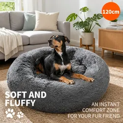 Dark Gray Pet Bed - 120x120x20cm Soft Polyester Mat