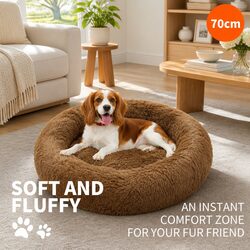 Specifications of Round Dog Bed: 70cm, Plush Filling, Brown