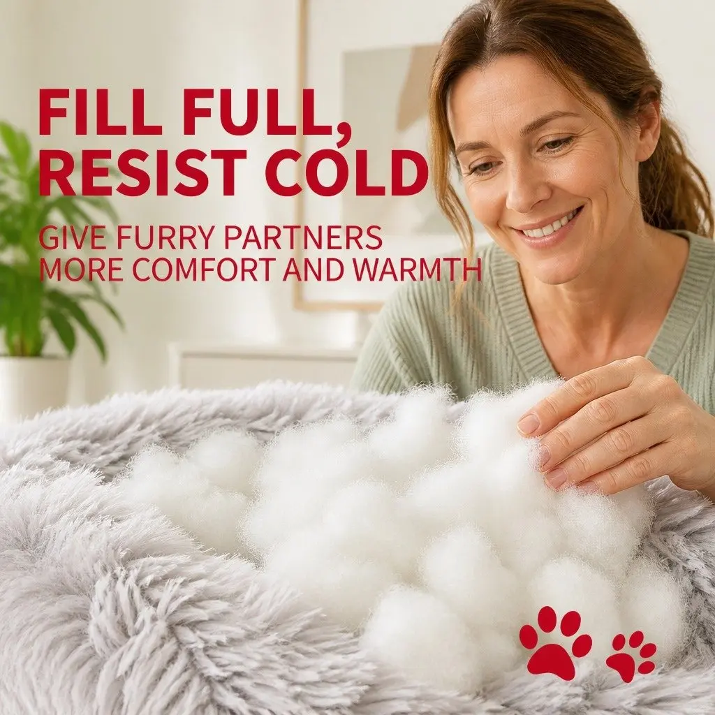 XL Round Dog Bed for Pets 100cm Warm Plush Soft Sleeping Mat Light Coffee