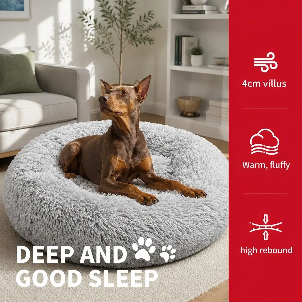 Round Dog Bed for Pets M 70cm Light Grey