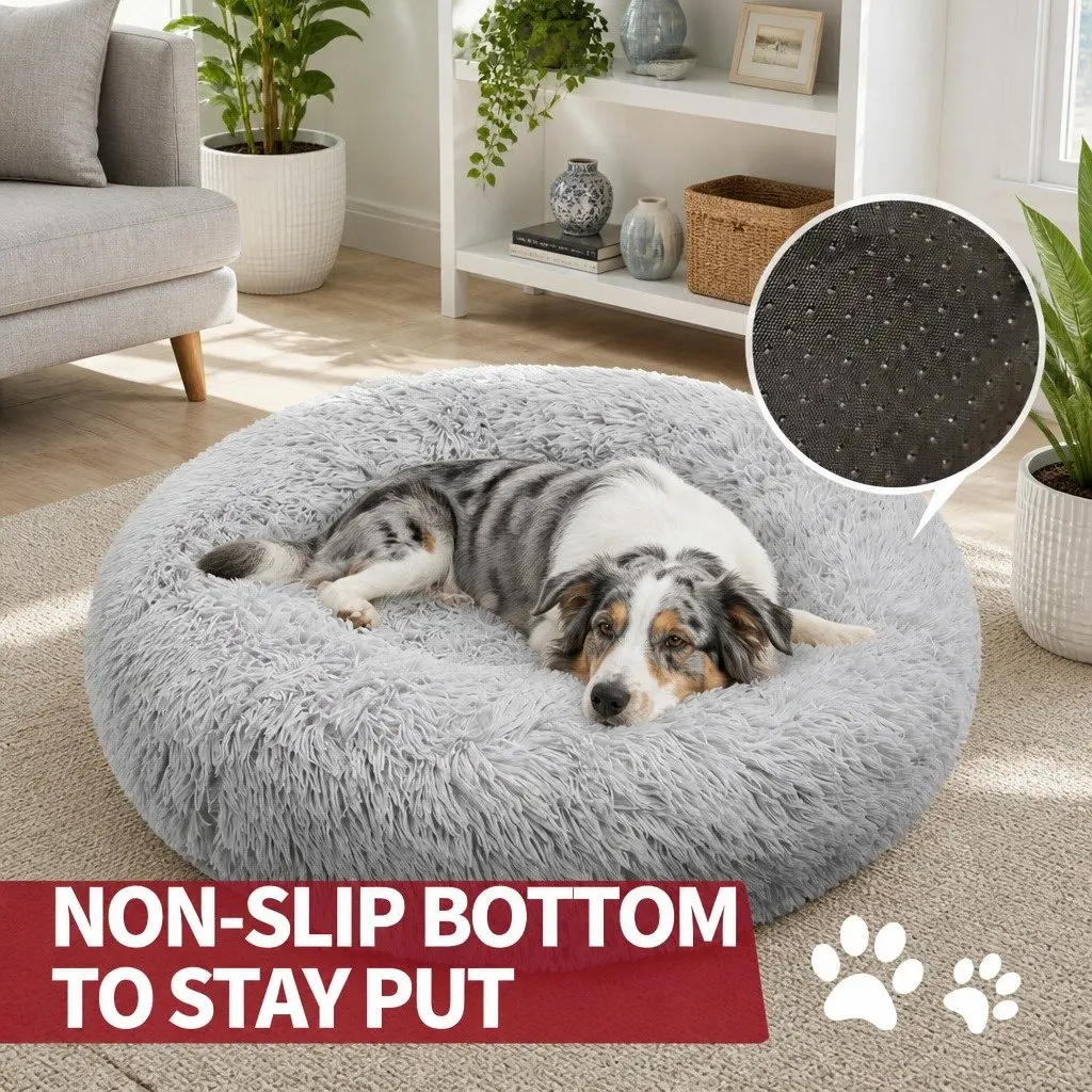 Round Dog Bed for Pets M 70cm Light Grey