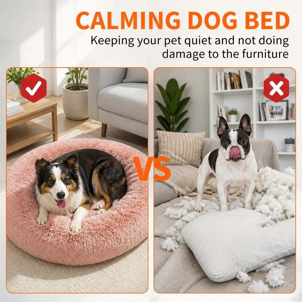 Round Dog Bed for Pets M 70cm Pink