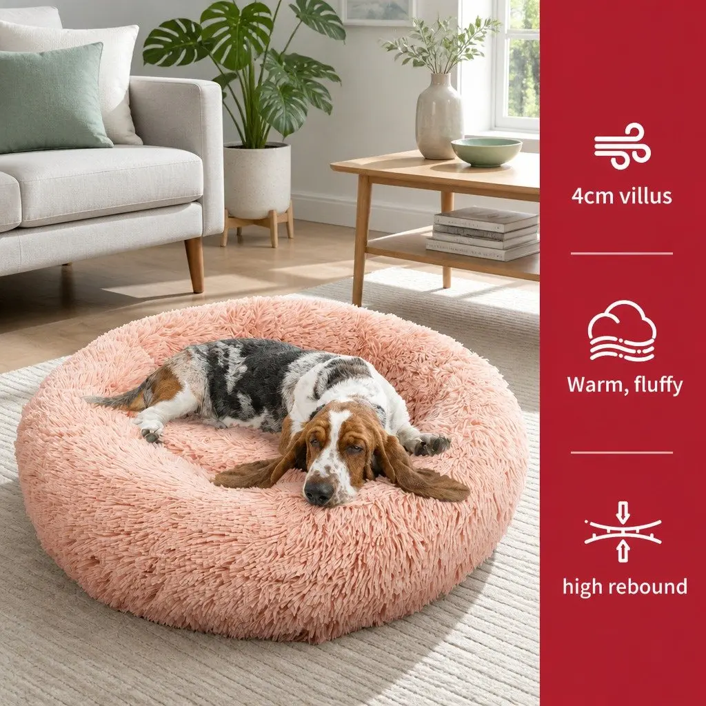 Round Dog Bed for Pets M 70cm Pink