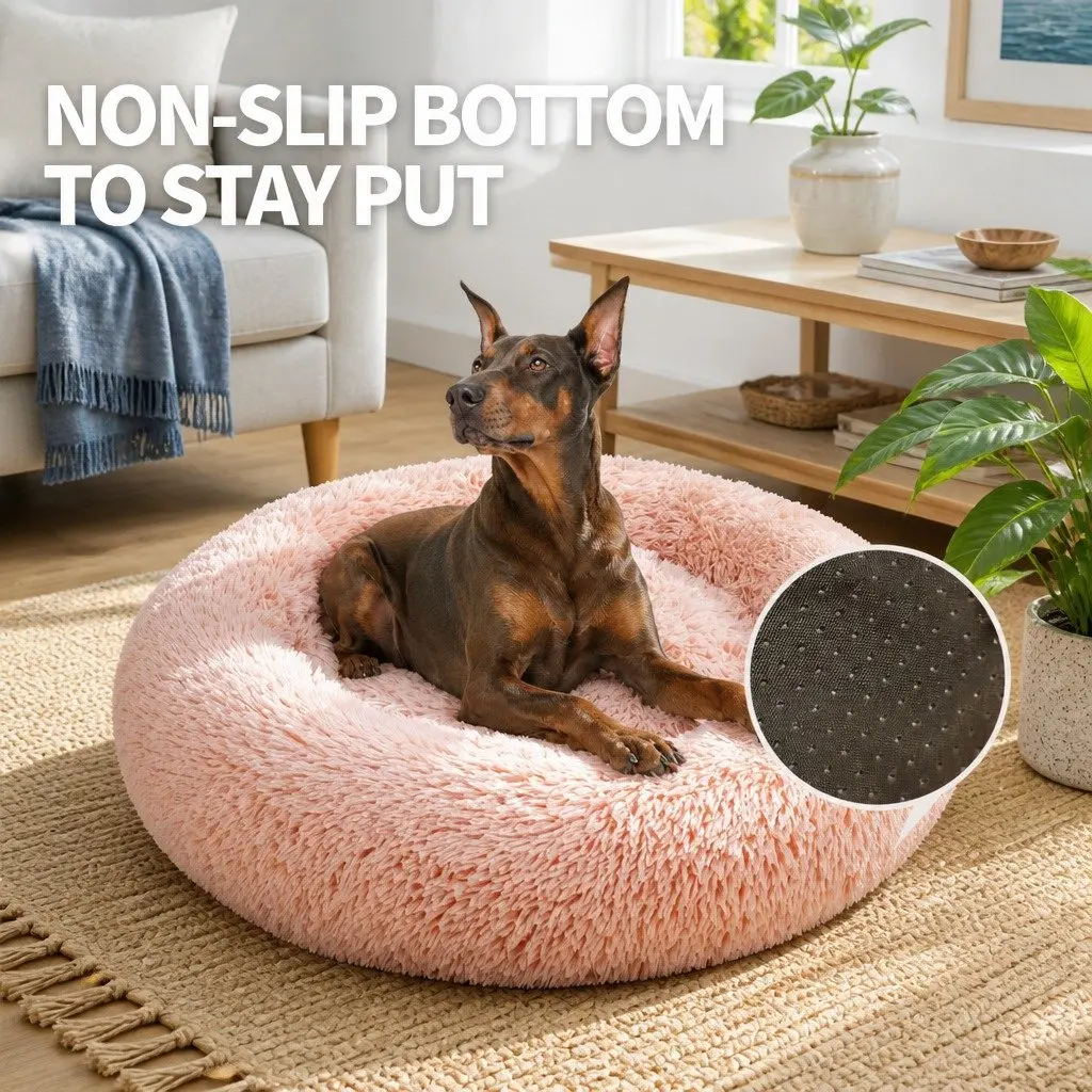 Round Dog Bed for Pets M 70cm Pink