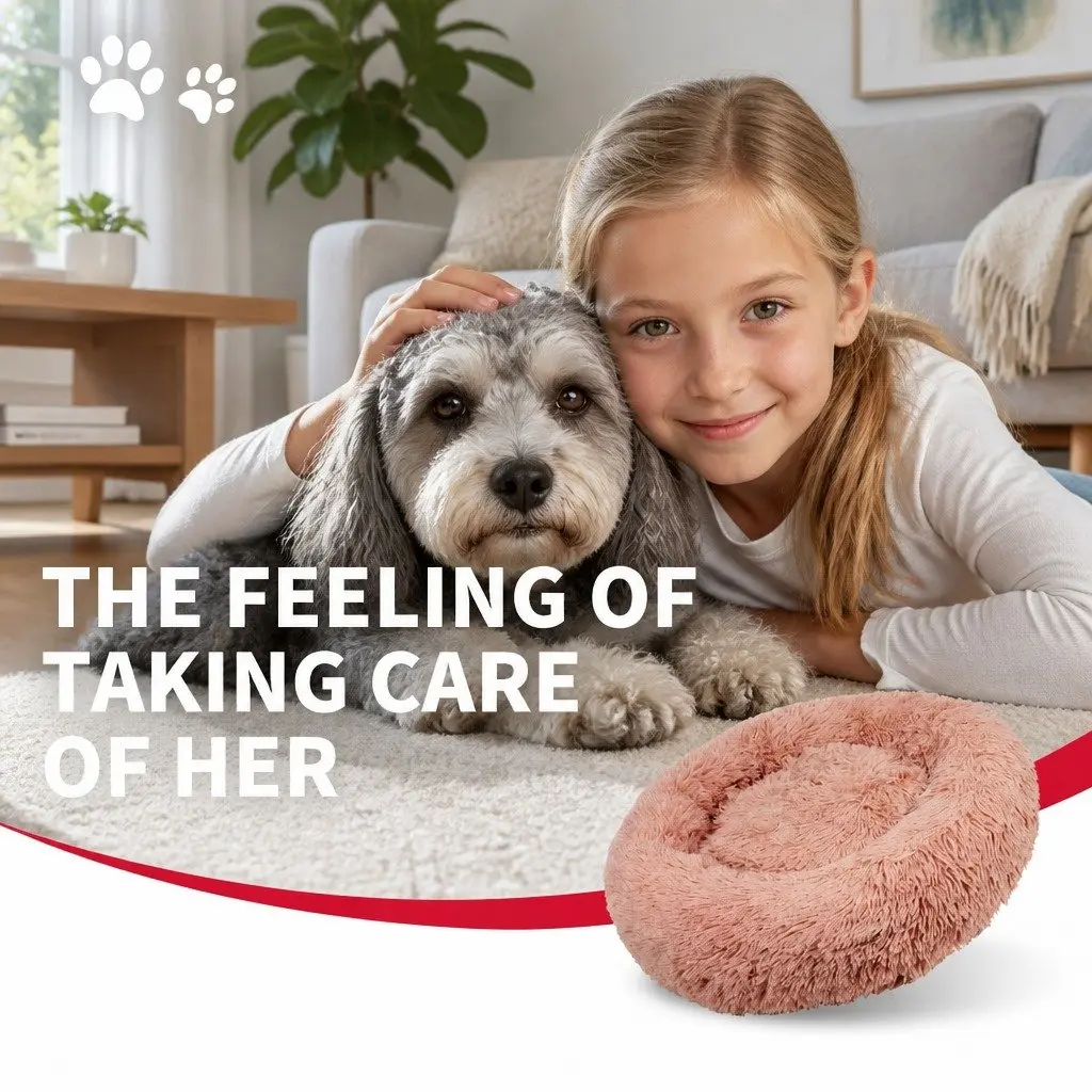 Round Dog Bed for Pets M 70cm Pink