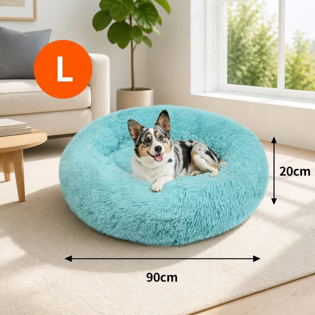 Dog Bed Round Nest Plush Warm Sleeping Mat Large 90cm