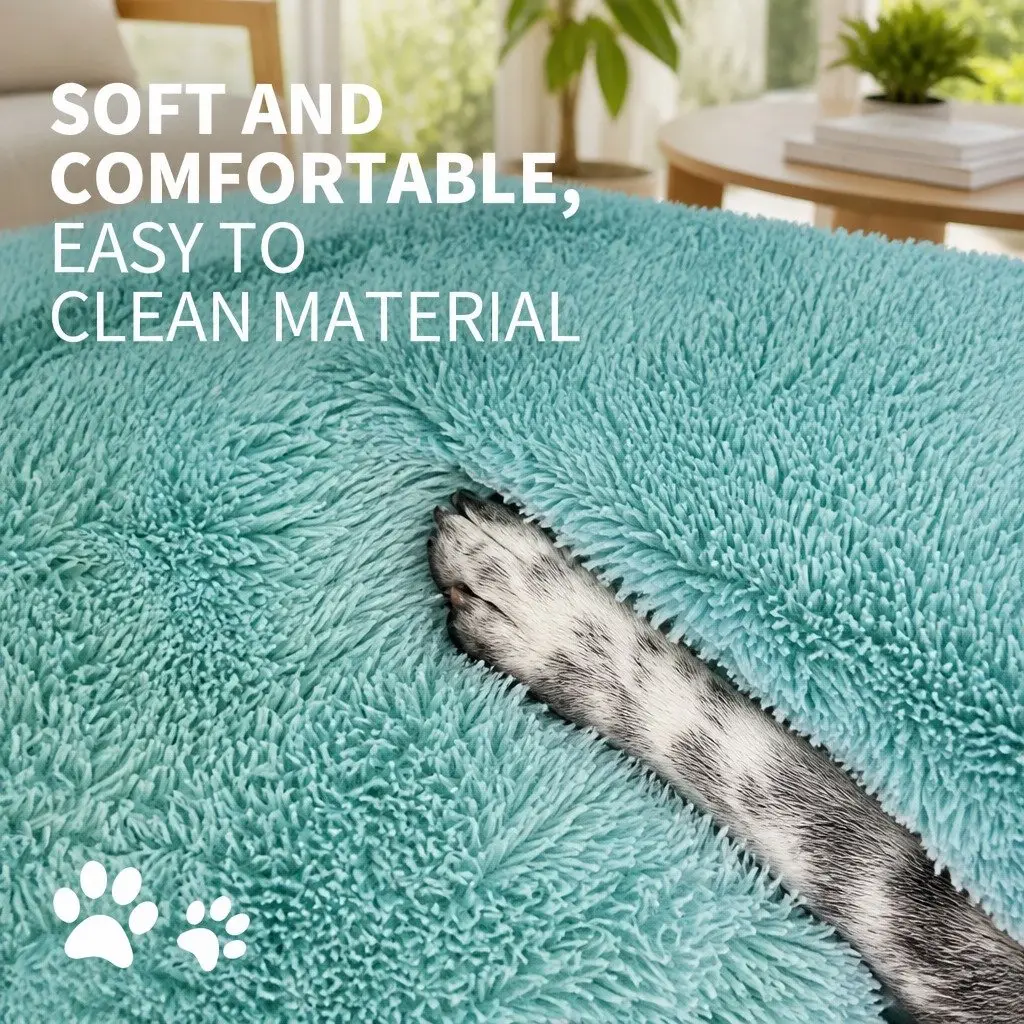 Dog Bed Round Nest Plush Warm Sleeping Mat Large 90cm