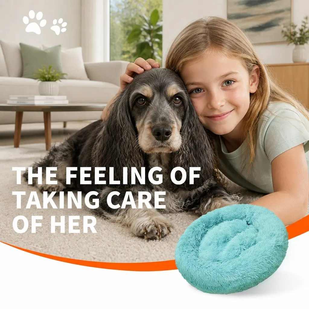 Dog Bed Round Nest Plush Warm Sleeping Mat Large 90cm