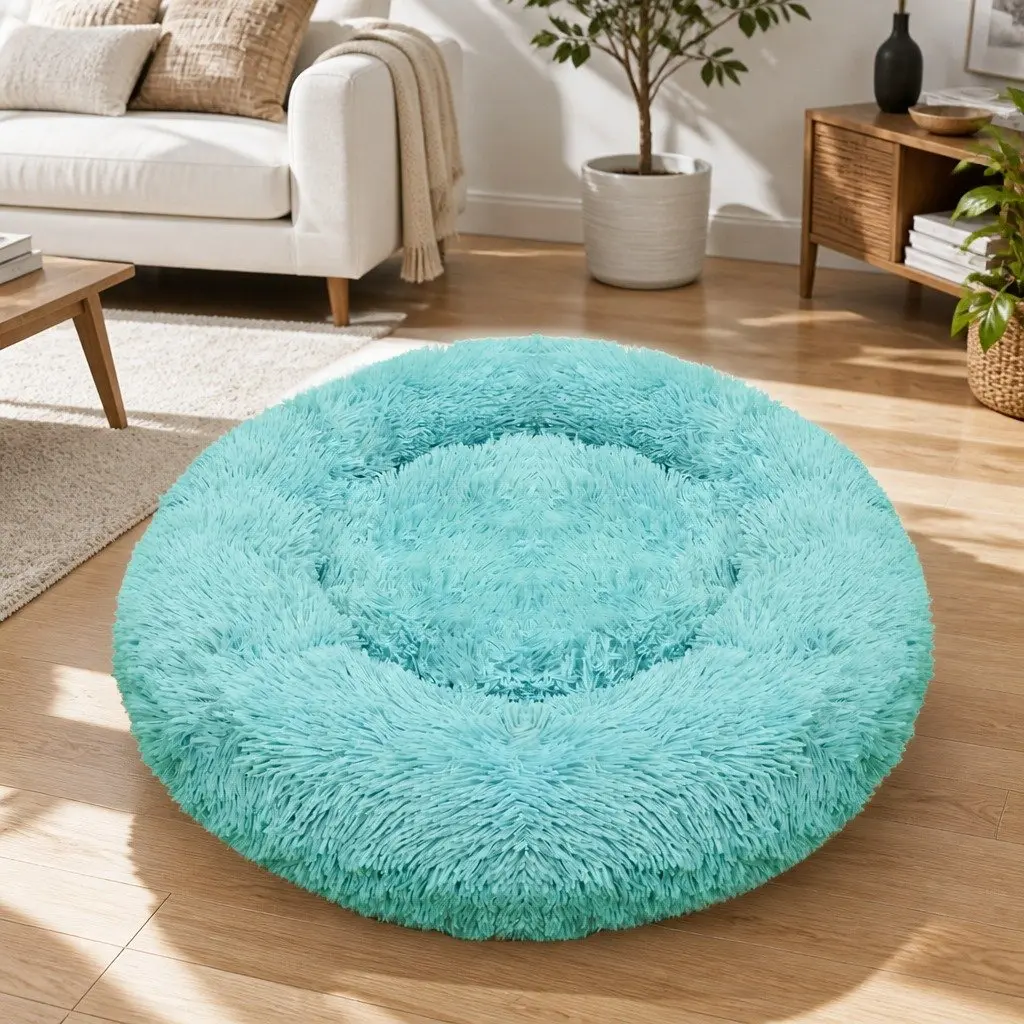 Round Dog Bed for Pets Medium 70cm Green