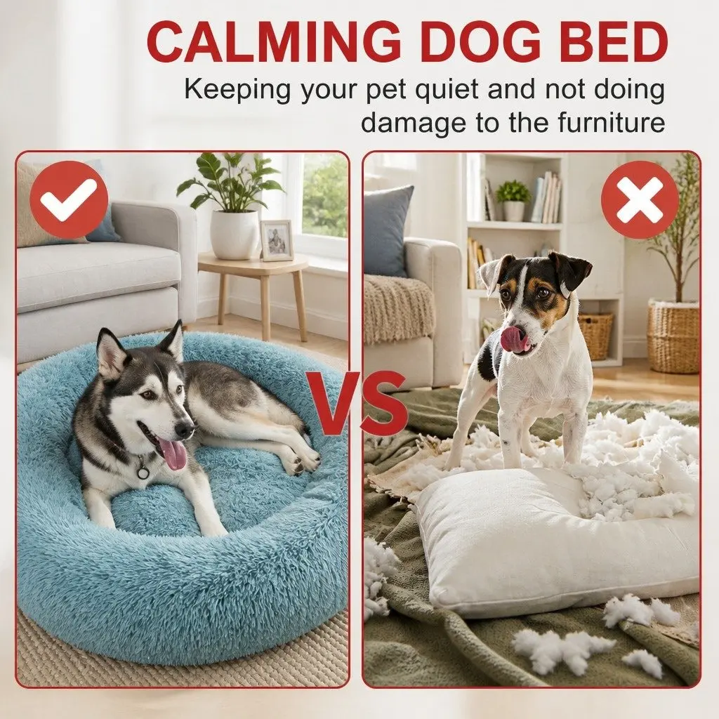 Round Dog Bed for Pets Medium 70cm Green