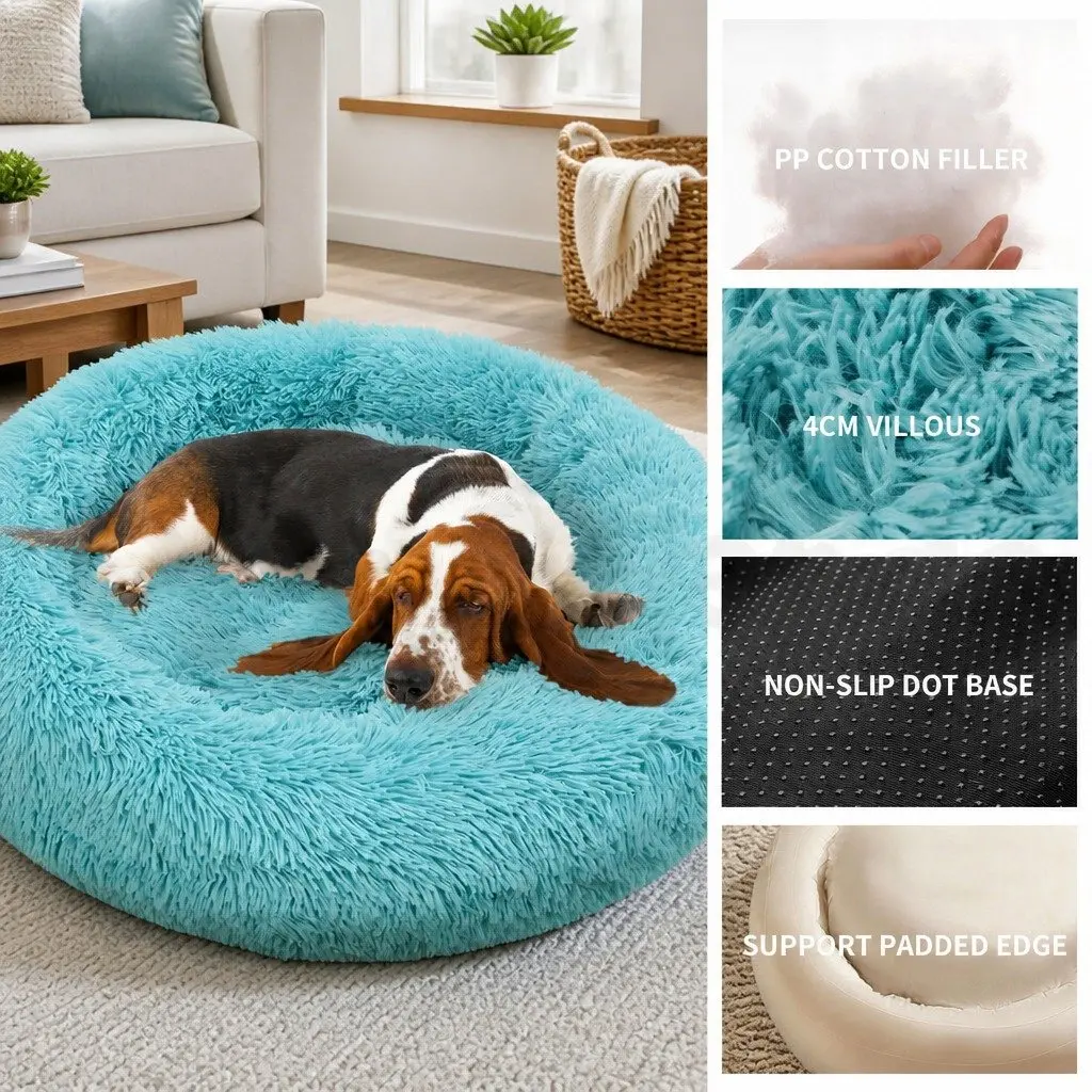 Round Dog Bed for Pets Medium 70cm Green