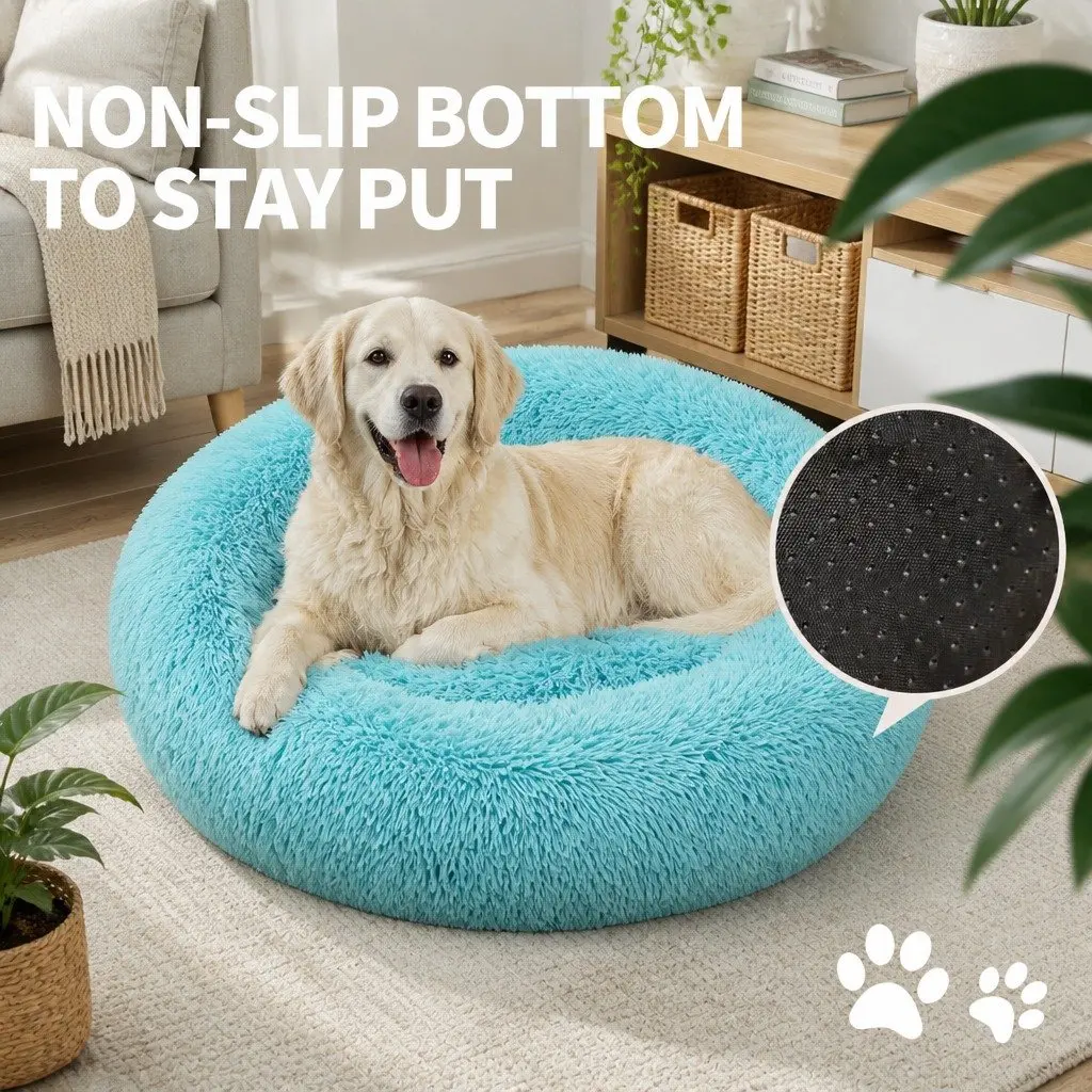 Round Dog Bed for Pets Medium 70cm Green