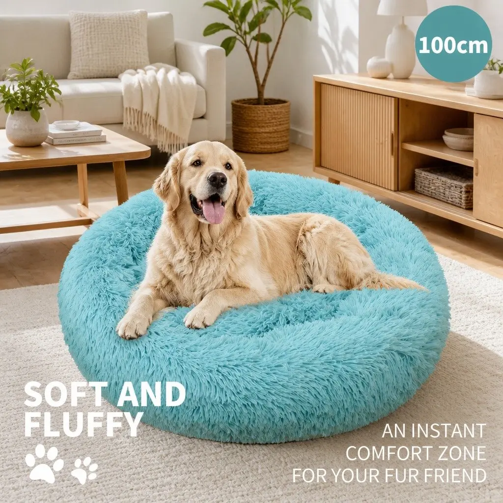 Round Dog Bed for Pets 100cm Green