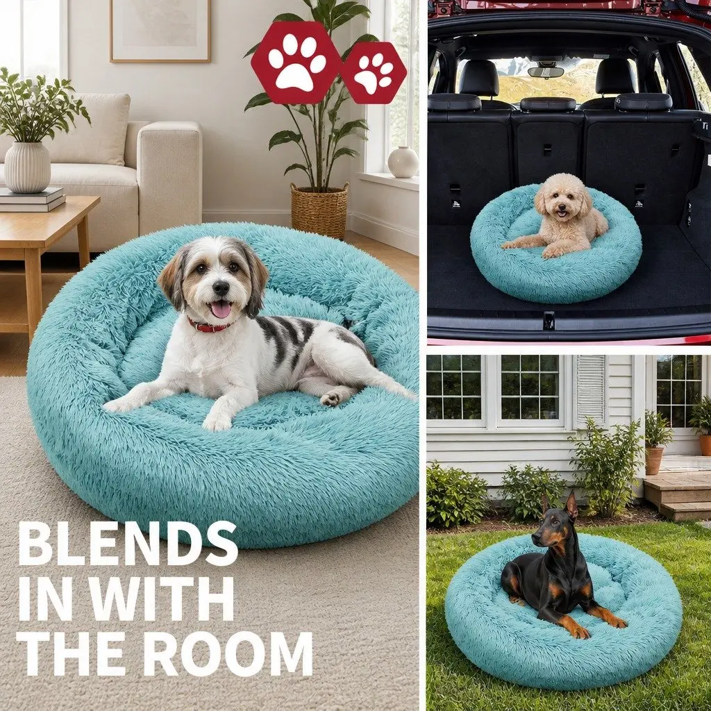 Round Dog Bed for Pets 100cm Green