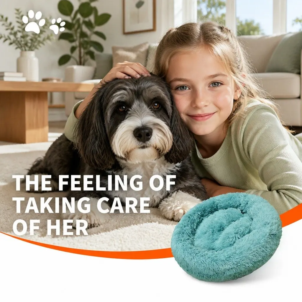Round Dog Bed for Pets 100cm Green