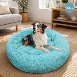 Round Dog Bed Specs: 120cm, Polyester Cover, Green Color