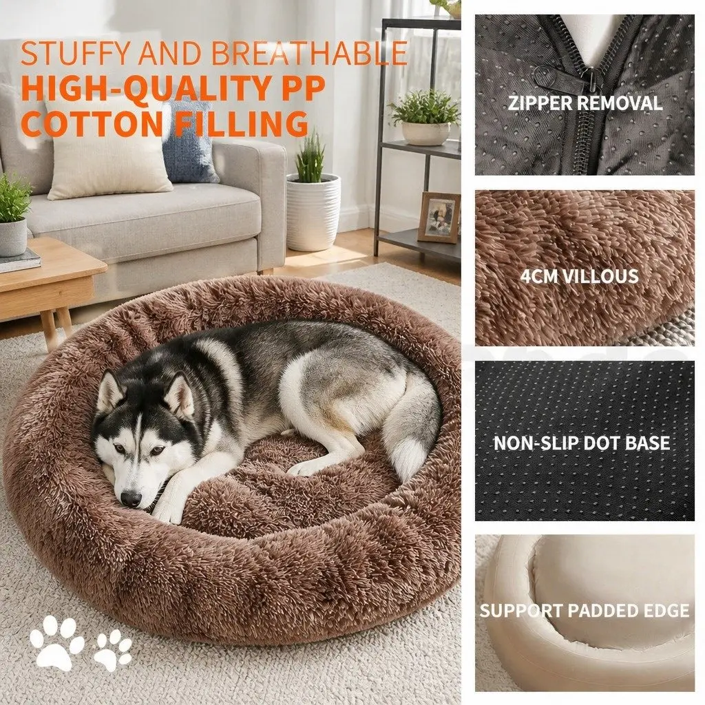 Plush Round Pet Bed for Pets