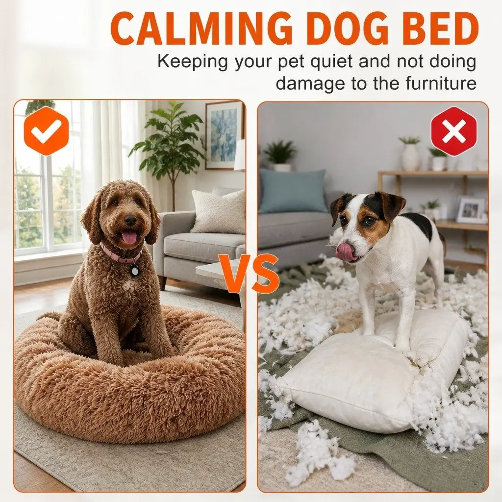 Round Pet Bed for Dogs 70cm